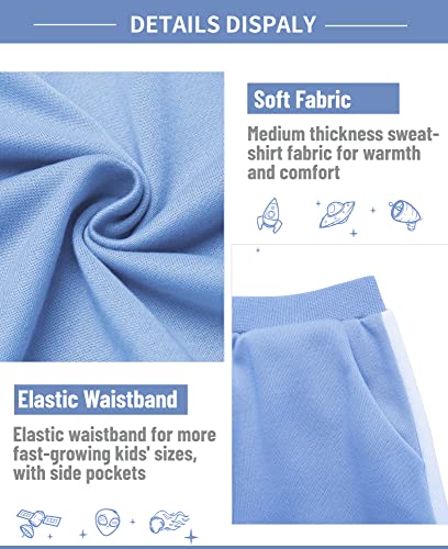 Boyoo Girl's 2Pcs Athletic Sweatsuit Sets Zip-Up Sweatpant Jogger Hooded Sweatshirt Tracksuit Outfit, Blue Solid, 10-11 Years #TOP4