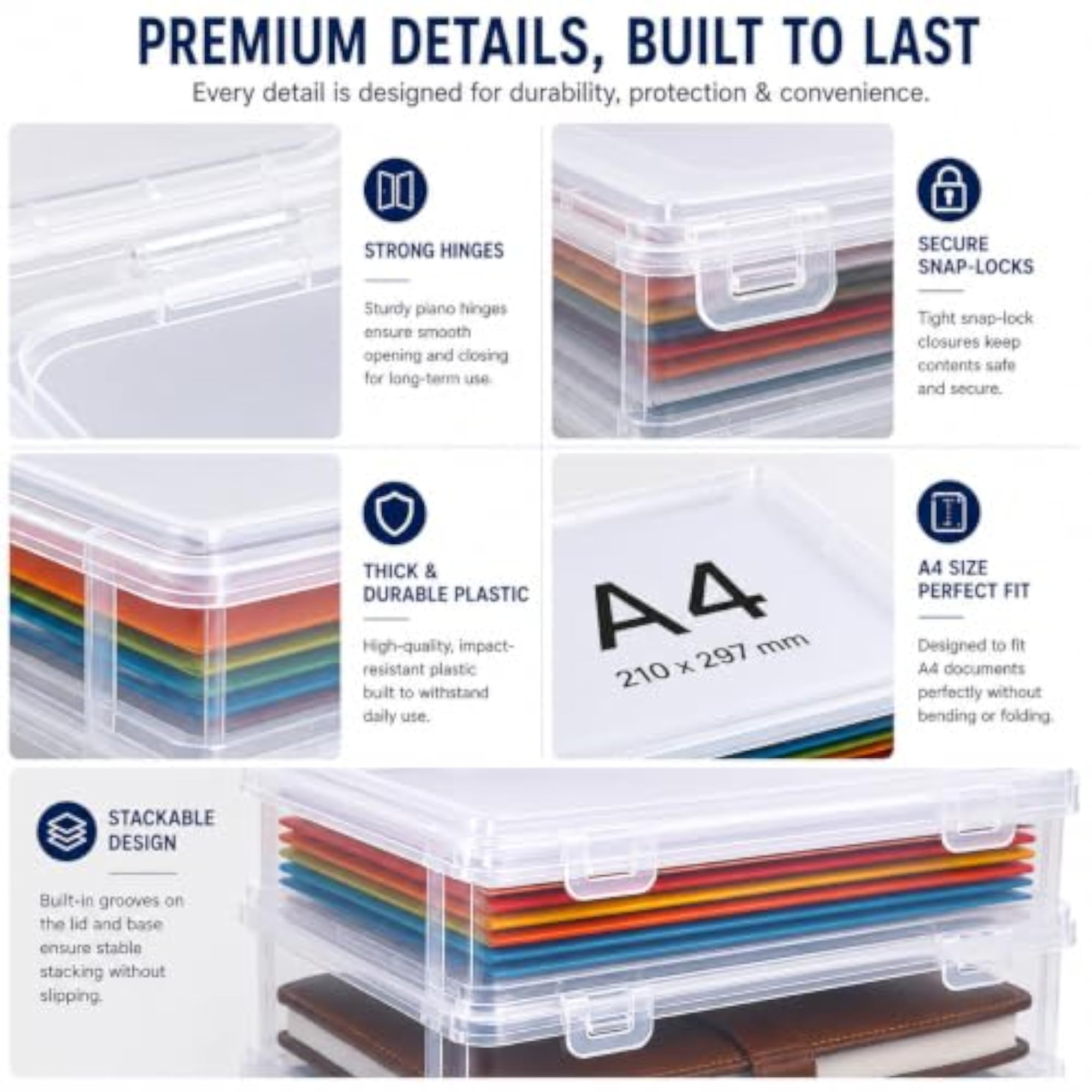 A4 Size Box Document Organiser Paper Holder, Waterproof