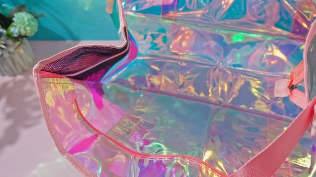 Juego de 2 Bolsas de Playa Holográficas y Transparente para Mujer miniatura 7