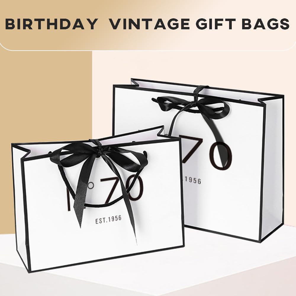 QLSKO Sacchetto di carta regalo di compleanno per lei regalo di anniversario festa regalo shopping tote bag donna 40 anni decorazioni idea, 1974 50°, 1 Count (Pack of 1