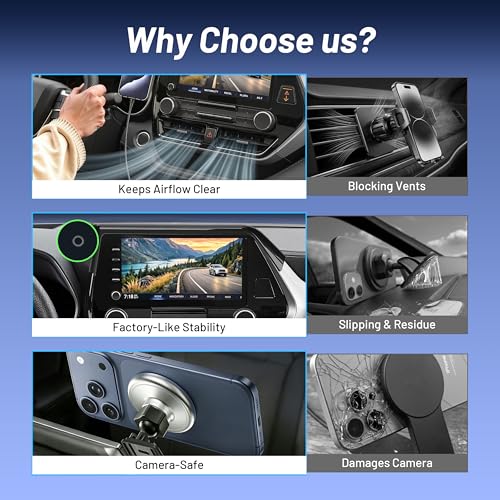 Image of Phone Mount for Toyota Highlander 2020-2025 (L /LE /XLE /XSE /Limited, 8 inch Screen Only), MagSafe Car Mount Charger, Magnetic Phone Holder, 15W Wireless Charging, 360 & Hands-Free, Highlander Accessories