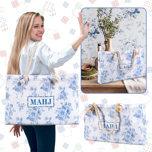 Whaline Set 3 Bolsas para Mahjong Azul Blanco miniatura 6