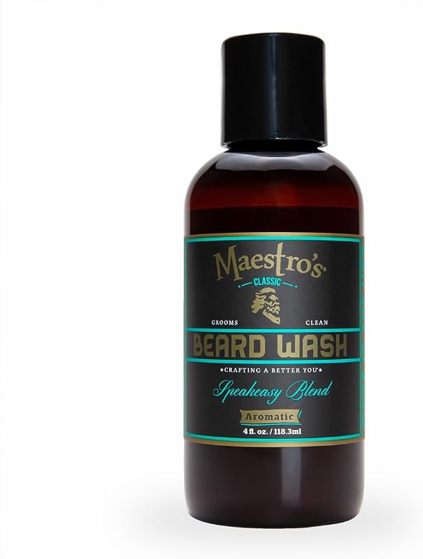 Maestro's Classic Beard Wash Limpador para Barba Speakeasy Blend com fragrância de tabaco e baunilha, 120 mL