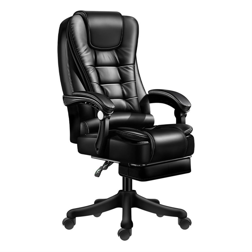 HTTGDGDH High Back Leather Executive Office Chair With Adjustable Lumbar Support Swivel Rolling Task Chair With Wheels For Home & Office Use Comfortable & Stylish,