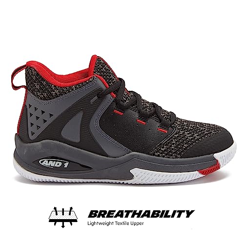 And1 Takeoff 3.0 Girls & Boys Basketball Shoes - Black/Dark Grey/Red, 5.5 Big Kid #TOP1