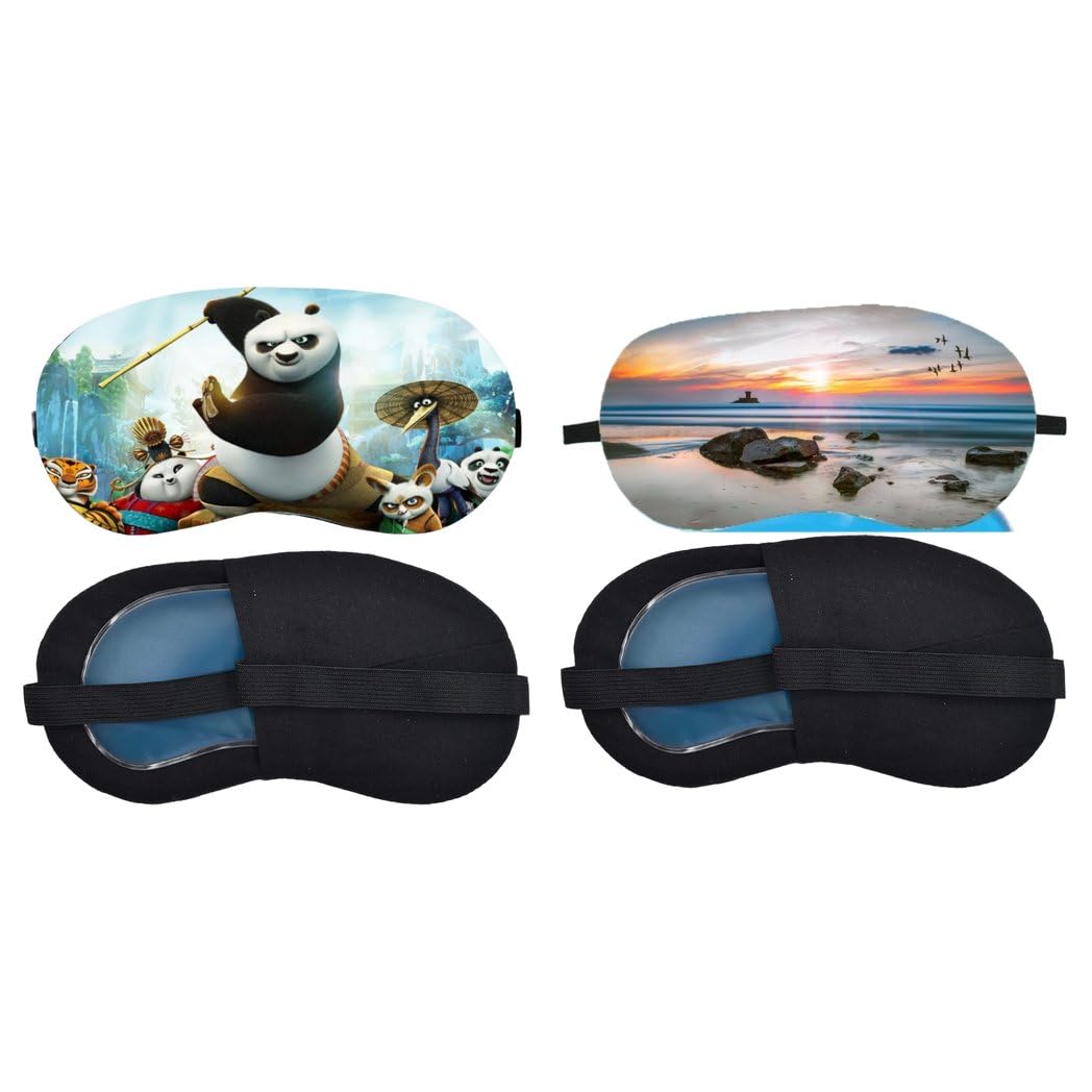 Aoxeria Kung Fu Panda, Sunset Beach Sleeping Eye Mask Combo, Soft Comfortable Light-Blocking Eye Cover for Women, Men & Kids, Reusable Blindfold for Night Sleep, Nap, Travel, Flight (Pack of 2)-image-43