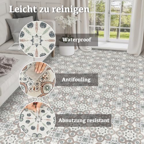 Vinylboden Selbstklebend, PVC Bodenbelag Selbstklebend für Bad Küche Wohnzimmer Wasserdicht Bodenfliesen Selbstklebend 30x30cm, Dicke 1mm 20 Stück