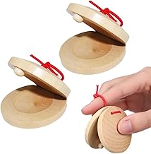2 Pieces Wooden Castanets for Children Finger Castanets Rhythm Clapper Musical Percussion Instrument Toy Mini Castanets for Toddlers