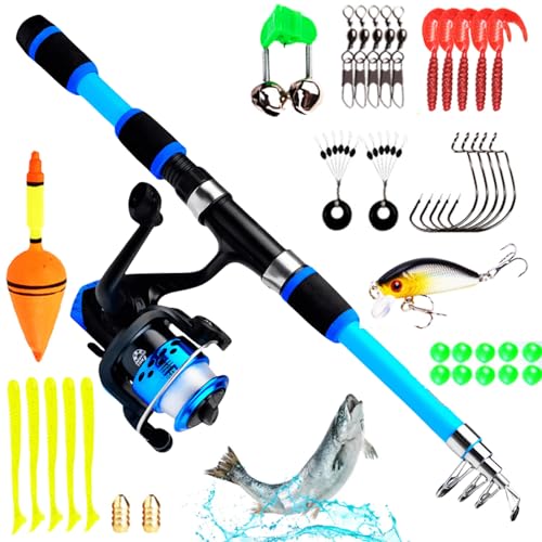 Angelset für Kinder, 3-10 Jahren Angelrute Set, Teleskop-Angelrute Mit...