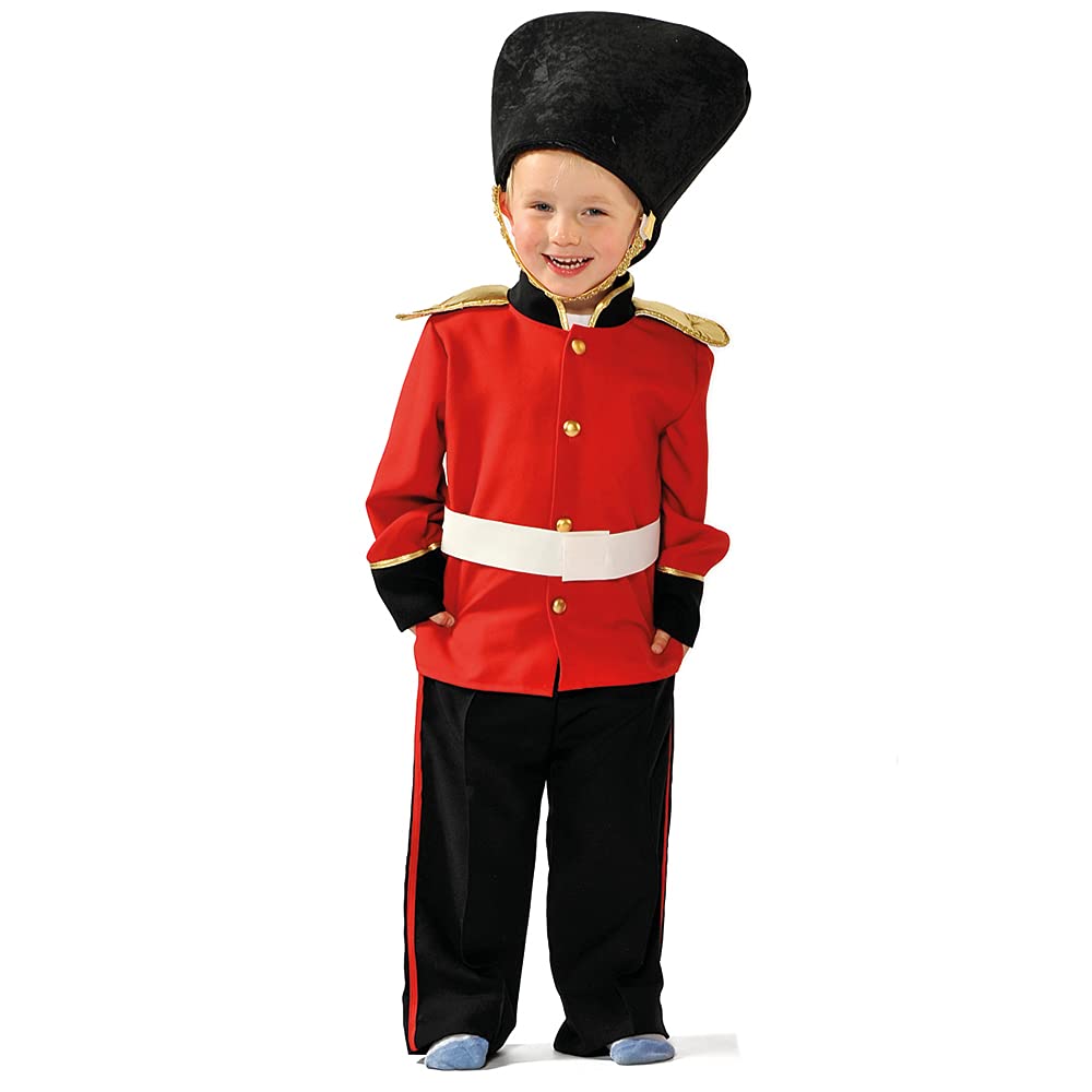 PRETEND TO BEE Queen's Guard Royal Guardsman Fancy Dress Costume for Kids, Red & Black, 3-5 Years