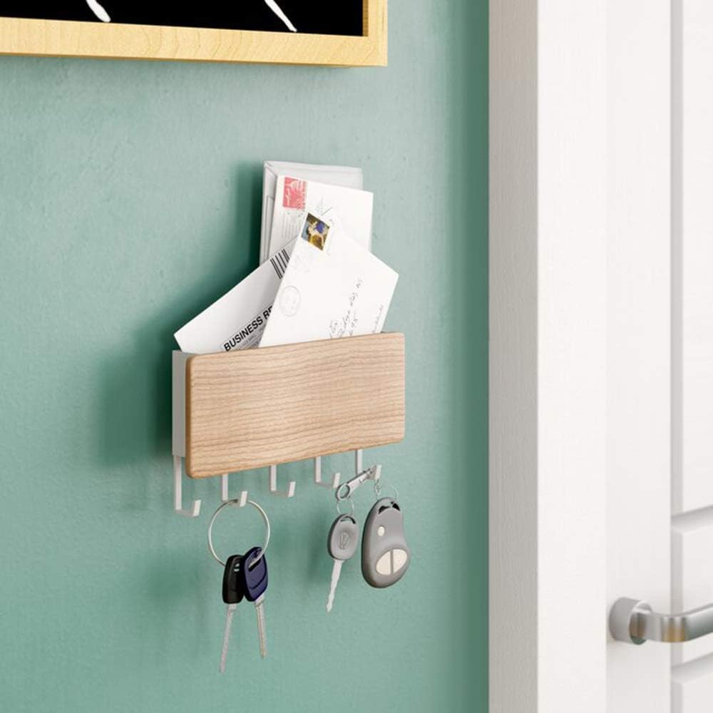 Key Holder for Wall Adhesive Key Hanger for Wall Minimalist Design Key Hook for Wall for Keys Mail and Masks, Key Rack for Wall for Entryway, Mount Hardware and Adhesive Strips Both Included - Beige