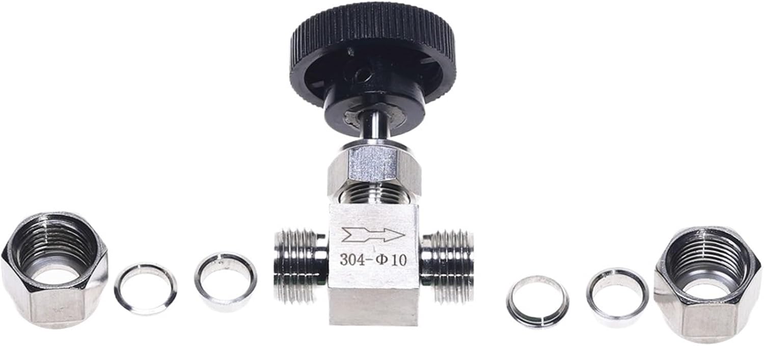 1pcs Adjustable Needle Valve O.D 3 4 6 8 10 12mm Tube Stainless Steel 304 High Pressure Acid Proof Straight Card Set Crane(4mm)