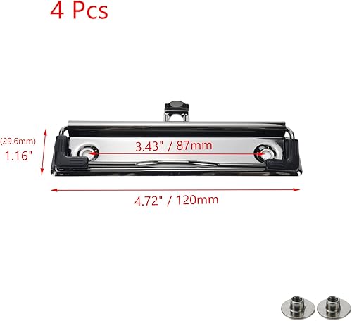 Miniatura 2 de 4 clips para portapapeles de 4.72 pulgadas de metal con agarre de goma y agujero para colgar para crear portapapeles de perfil bajo, tablero de