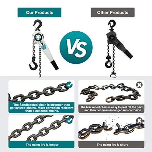 TOYO Lever Chain Hoist 3500Lbs 20ft,Chain Come Along 1.6T 20Ft Ratchet Chain Puller Hoist Alloy Steel G80 Chain 2 Heavy Duty Hooks for Building Warehouse Automotive Garages Machinery (3500LB 20FT) by TOYO - Image 4