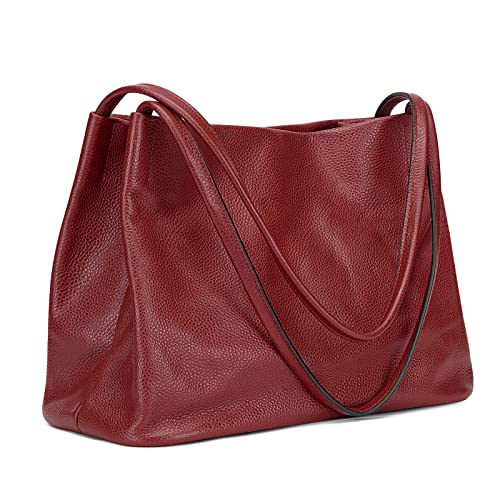 Kattee Leather Tote Bags for Women, Casual Shoulder Hobo Purses and Handbags, Top Magnetic Snap Closure