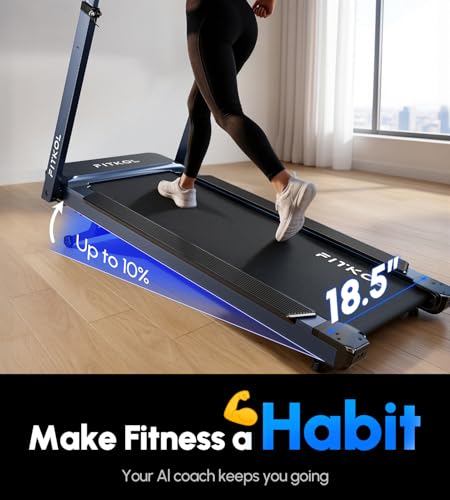 Image of AI-Adaptive Smart Home Treadmill - Auto Speed & Incline Adjustment, Smart Heart Rate Control, Real-Time AI Running Coach, 5.0HP Motor, 440lb Capacity, No Subscription Required, NB6 (Black-Blue)