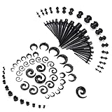 Magitaco 84 PCS Ear Stretching Kit Ear Gauges Expander Set Acrylic Tapers and Plugs Silicone Tunnels...