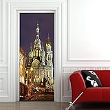  SJKstore - Póster 3D para puerta, diseño de Nueva York, autoadhesivo, lámina de PVC impermeable