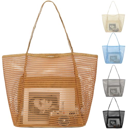 Fammart Mesh Beach Bag for Women, Casual Hobo Bags Large Beach Tote for Pool Travel Cruise Vacation...
