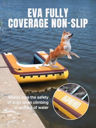 Image of Niphean Dog Pool Ramp, Non-Slip Floating Dog Boat Ramp Up to 240 Pounds | Inflatable Dog Water Ramp for Pool, Boat, Dock & Lake, Safe & Durable Ladder for Large Pets to Easy Water Access