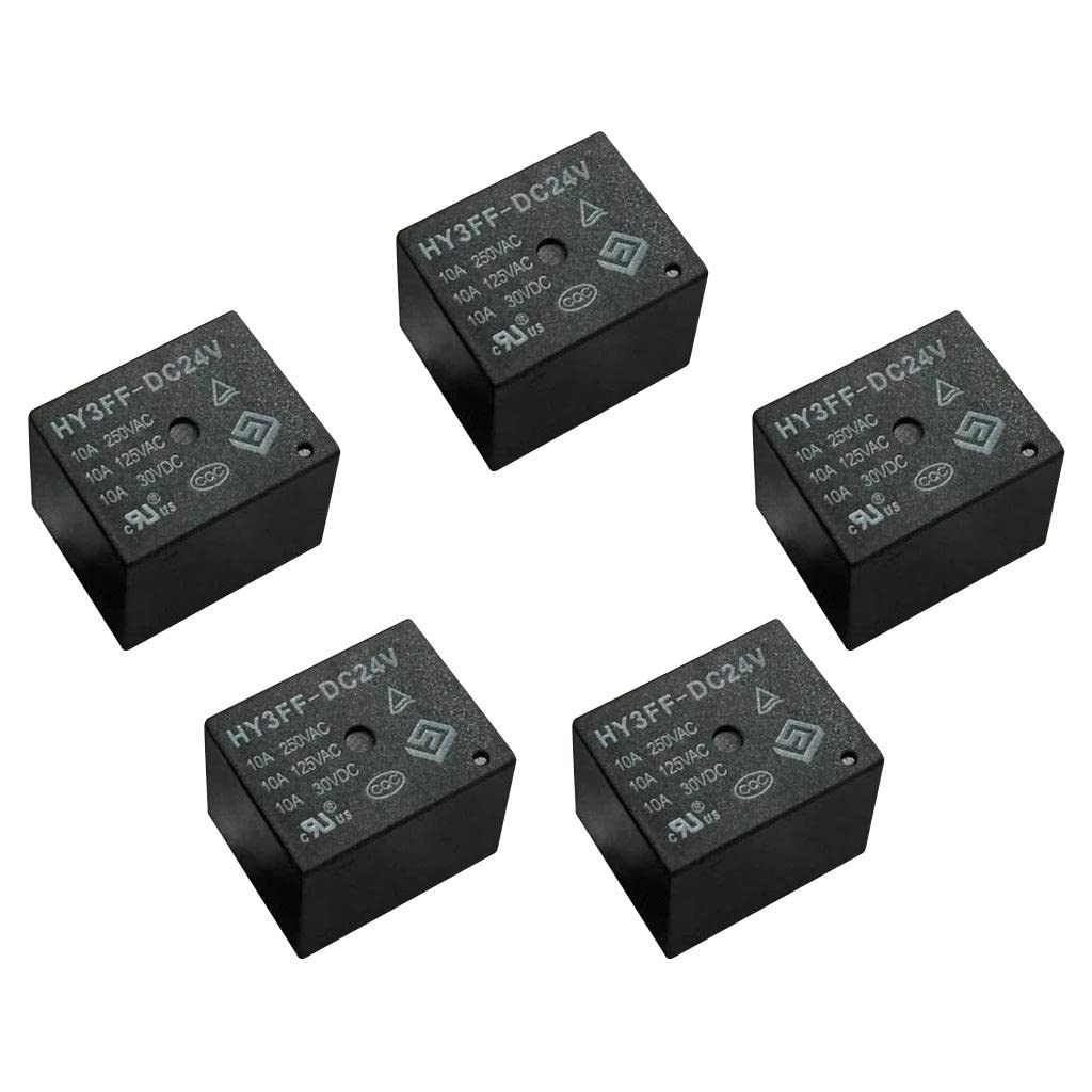 5 Pieces 24V DC Mini Power Relay SPDT 10A PCB Mount with 5 Pins HY3FF-DC24V