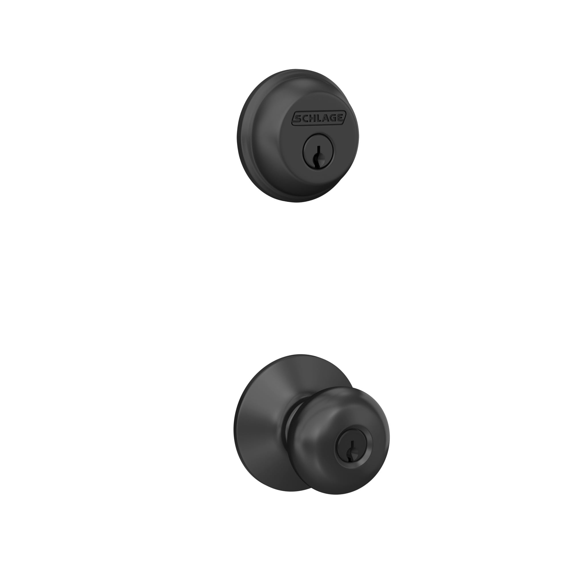 FB50 N G PLY 622 Single Cylinder Deadbolt and Keyed Entry Plymouth Knob, Matte Black