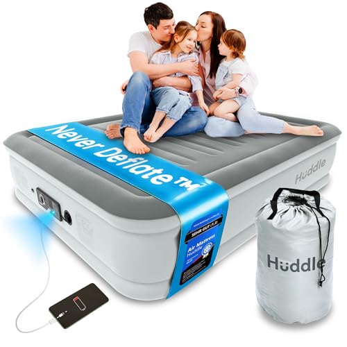 Huddle Never Deflate™ Luxury lit King Size Gonflable, lauréat Good Housekeeping 2025, doté de la Double Pompe SlumberGuard™, fermeté réglable, Pompe...