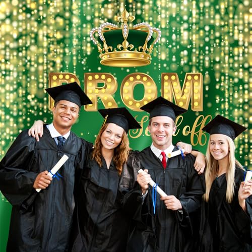 Fondo fotográfico graduación 8x8 pies verde y dorado miniatura 4