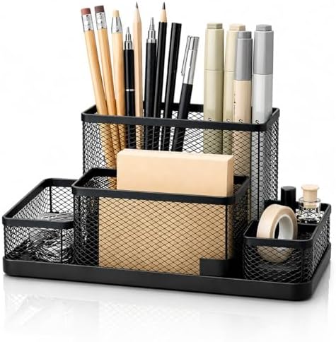 Porta Canetas Organizador de Mesa em Metal Preto Porta lapis Desi...