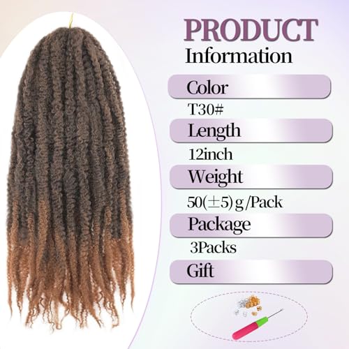 XIMENALU Marley Twist Braiding Hair Afro Kinky Curly Cuban Twist Hair Marley Twists Crochet Braids Synthetic Senegalese Twists Crochet Hair Extensions for Women (T30# - Image 2
