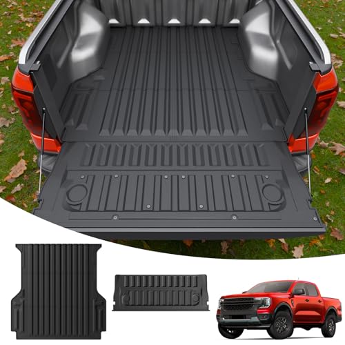 Maxzina Truck Bed Mat Compatible with 2024 2025 2026 Ford Ranger 5FT Bed Liner Protector Tailgate Protector Cargo Mat TPE Cargo Linder for 2025 Ranger Accessories (Truck Bed Mat+Tailgate Mat)