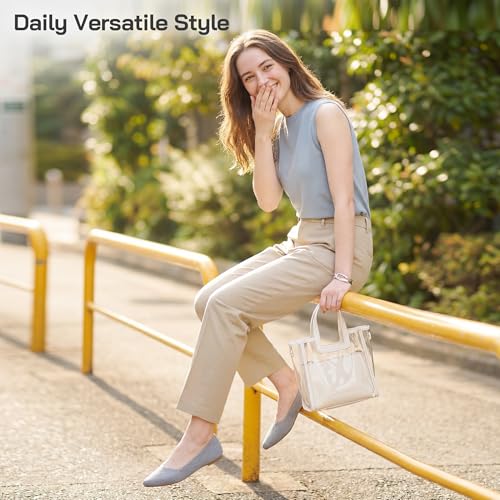 Image of Women Flats Non Slip Work Shoes Slip-On Pointed Toe Ballet Knit Softable Casual Business Flats Comfortable Dressy for Women