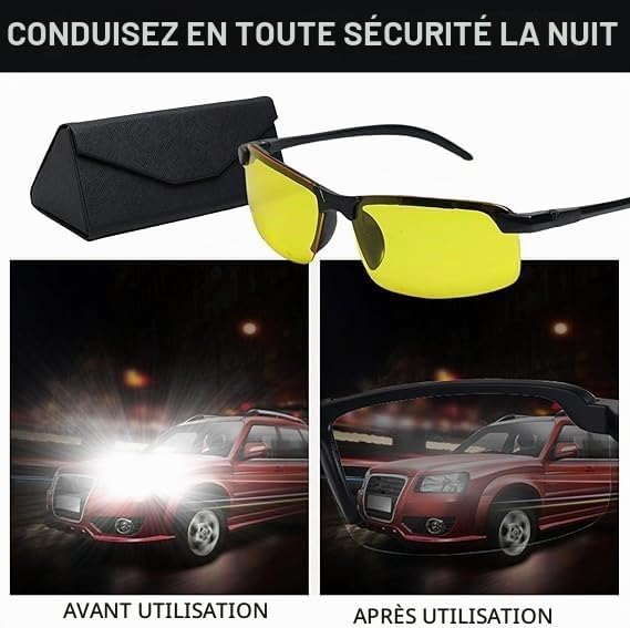 Lunettes de Conduite Nocturne Polarisées Anti-Éblouissement avec Protection UV400, Lentilles Jaunes pour Hommes et Femmes, Idéales pour la Conduite de Nuit, la Marche et le Cyclisme