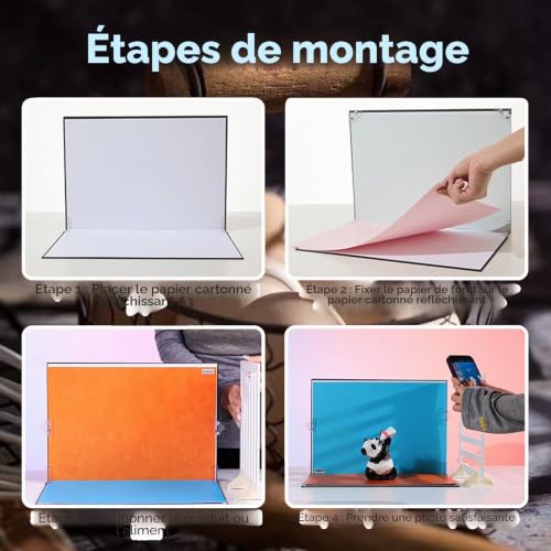 Lot de 12 Toiles de Fond en Papier avec réflecteur et Support - Double Face - 40,6 x 29,8 cm - sans Couture - Plates - pour Bijoux, cosmétiques – vue 3