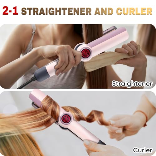 Plancha y rizador 2 en 1 para el cabello rosa miniatura 2