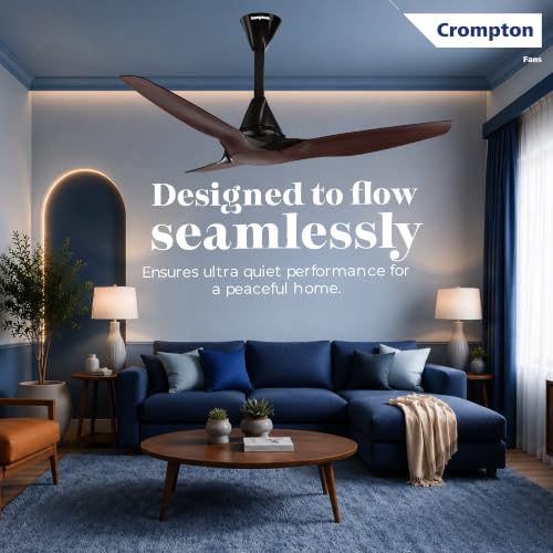 Image of Crompton New SilentPro Enso Senze 1200mm iOT BLDC Ceiling Fan | Premium Design | Wi-Fi, Bluetooth & Remote | Alexa & Ok Google |2x Low Noise |~50% Energy Savings| 4 Year Brand Warranty | Chestnut Wood