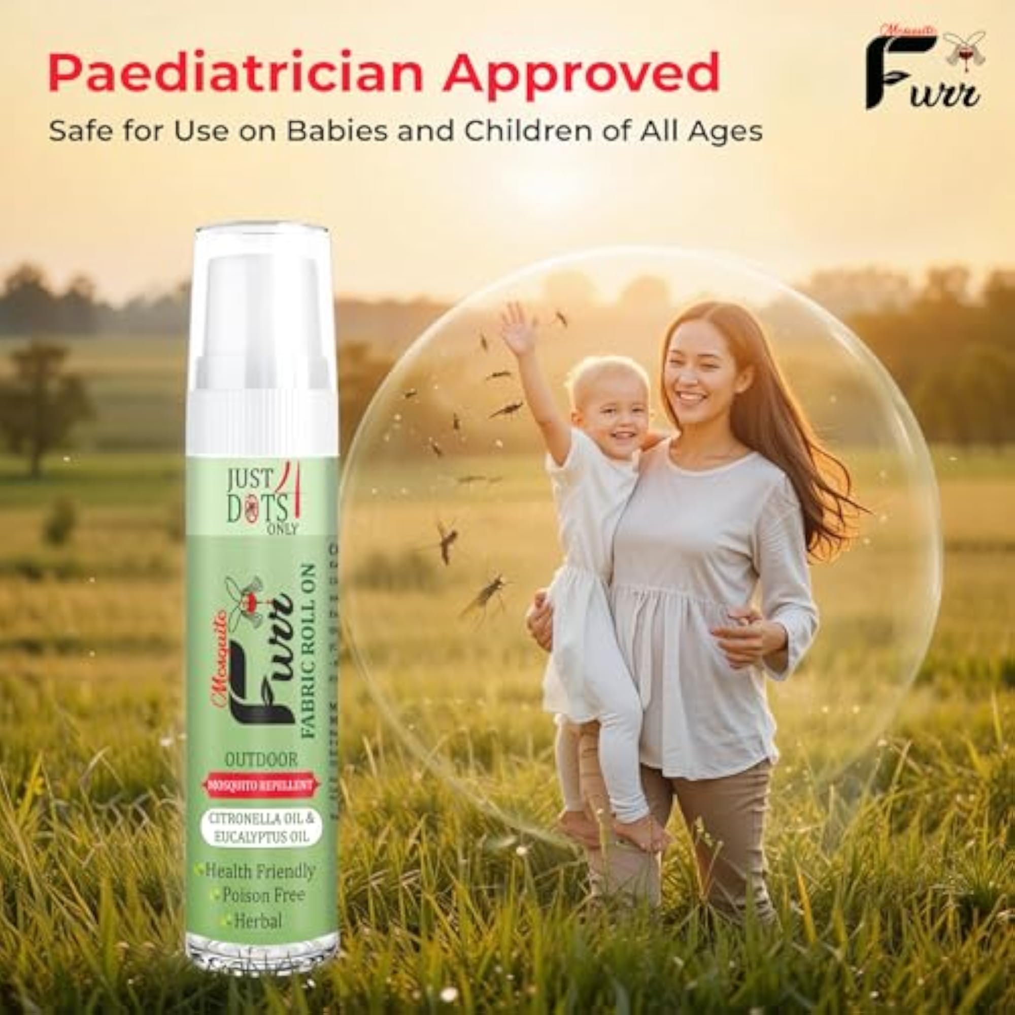 100% Natural Repellent Fabric Roll-On, 9 ml Pack of 3