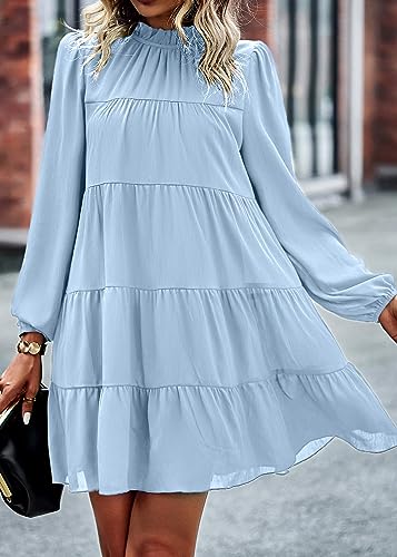 KIRUNDO Women's 2026 Fall Long Sleeve Baby Doll Dresses(Light Blue, XL) - image 7