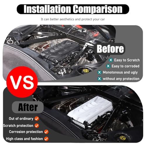 Image of for Corvette C8 Engine Cover Trim Compatible with Corvette C8 2020-2025 Stingray E-Ray Z51 Engine Bay Protection Panel Cover Trim Exterior Accessories ABS (White)