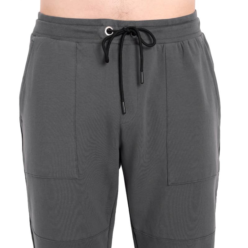 Image of ONE SKY Winter Wear Track Pants for Men, Versatile Joggers, Breathable Cargo Lower, Durable Sports Trackpants, Stretchable Waistline & 2 Pockets, Cotton Blend Loungewear, Easy Care Night Pants