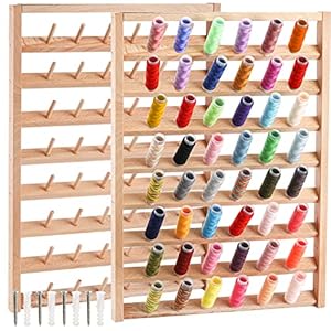 Tosnail Large 2 Pack Wooden Thread Racks, 48 Spools Wall Mount Storage Organizer for Sewing & Embroidery