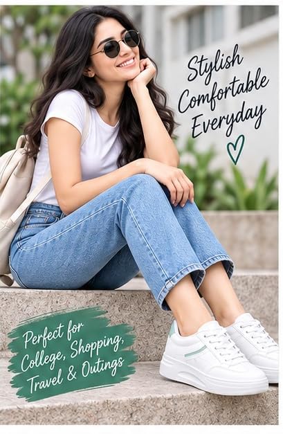 Image of Women Casual Stylish Sneakers I Cushioned Insole I All Day Comfortable I Lightweight and Stylish Shoes for Girls