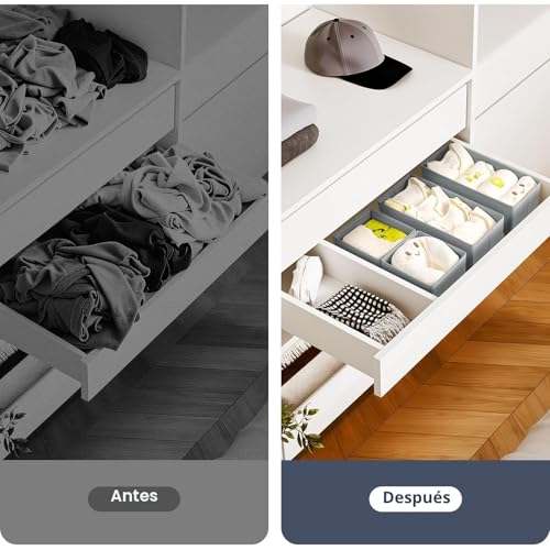 Miniatura 6 de Dimj Organizador Armario - Organizadores De Cajones De Tela Para Guardar Ropa, Organizador Cajones Ropa Interior No Tejidos, Calcetines, Ropa Interior, Gris, 10 Cajas
