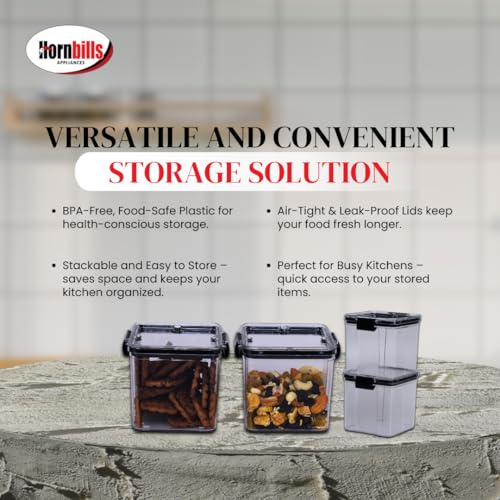 Image of HORNBILLS Seal & Lock Airtight Food Storage Containers Set - 700ml (Pack of 2) | Kitchen Organizing Accessories | Leakproof, BPA Free & Food Grade Material Plastic Boxes For Kitchen & Fridge Organizer