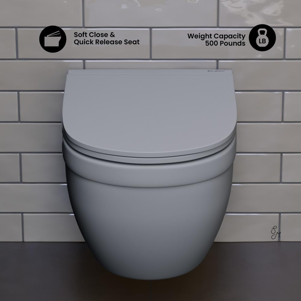Swiss Madison Ivy Wall-Hung Toilet Bowl Only in Matte Gray