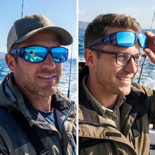 Image of TJUTR Polarized Fit Over Glasses Sunglasses for Men Women, Wrap Around UV400 Protection Sunglasses TS2611