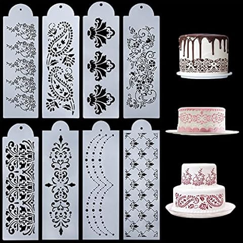 Plantilla Encaje de Pastel Reutilizables 8 Piezas Cover