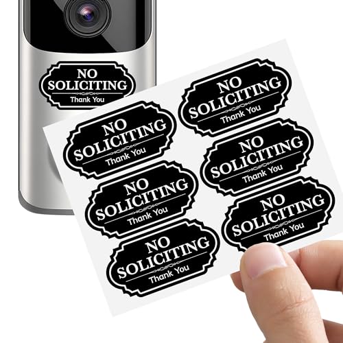 Small No Soliciting Sign for House 6 Pcs No Soliciting Sign Tiny Size Perfect for Video Doorbell No Solicitation Sticker for Front