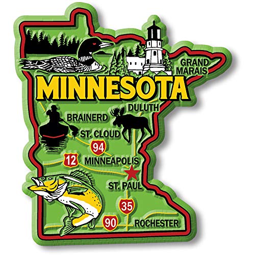 Imán decorativo de estado Minnesota 3 x 3.3 pulgadas