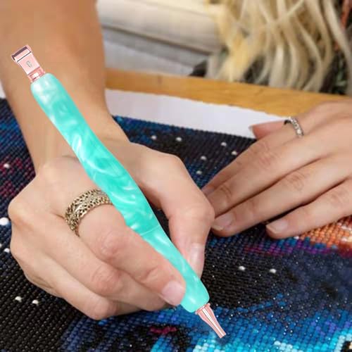 Image of Praise V Do Diamond Painting Art Drill Pen Kit with Screw Steel Rose Metal Tip Nibs Placers Roller Tool Accessories, Ergonomic Diamond Art Pen for 5D Diamond Paint Bead Dot Aqua Green